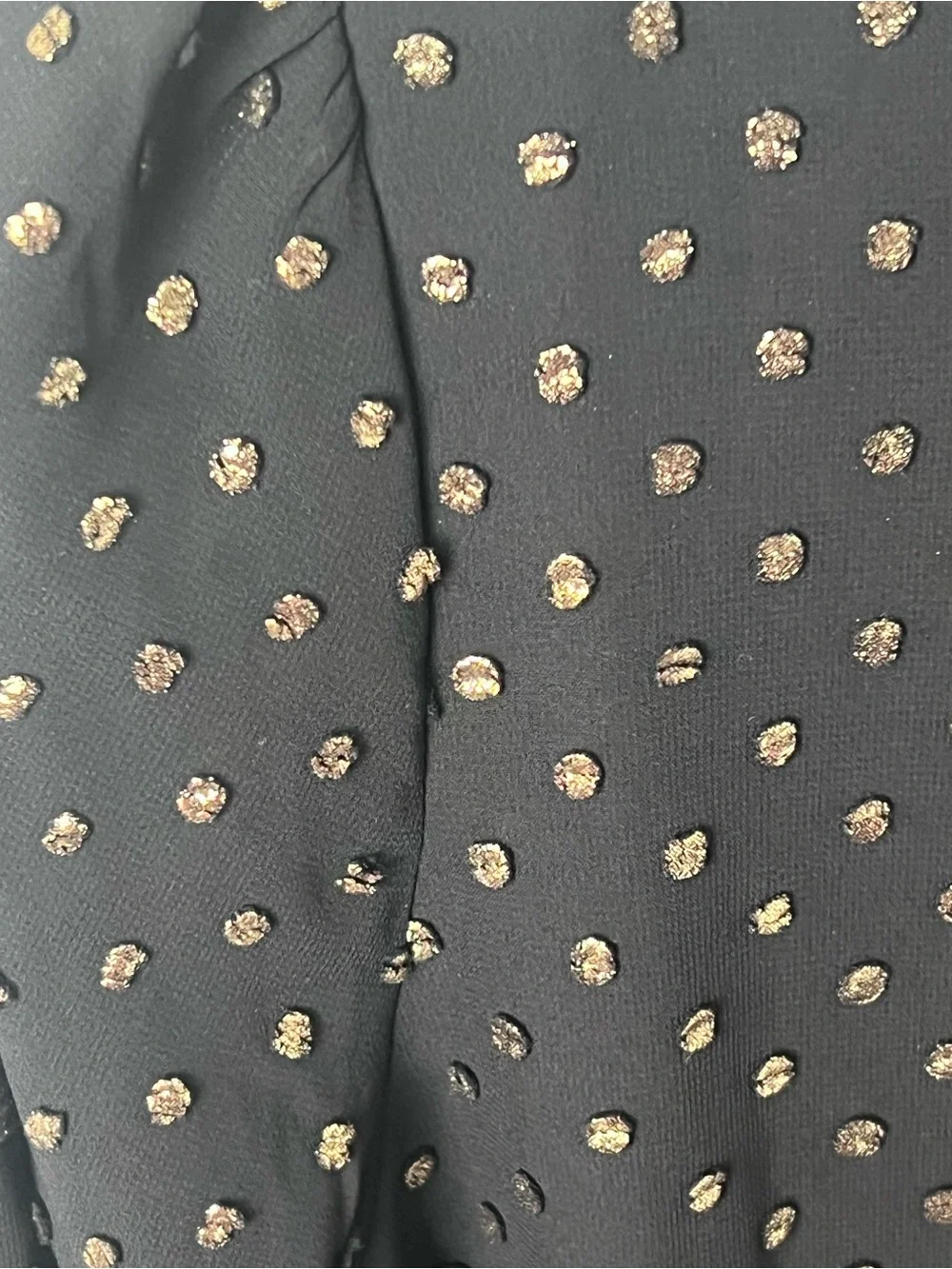 J. Crew Black Blouse with Gold Dot Accents